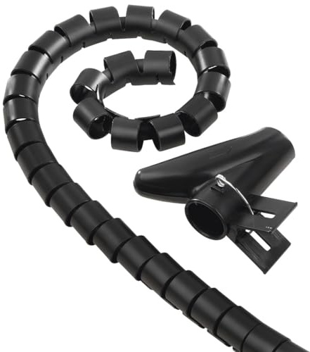 Hama Gaine Spirale Flexible Cache-câbles Universel Ajustable Découpable (Conduit Tube d'Enroulement pour Fil éléctriques, 2m, diamètre 25 mm, Idéal Gestion de Cables Bureau Maison Atelier) Noir