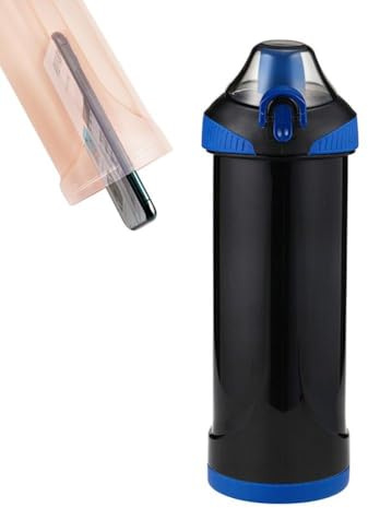 RJSQAQE Umleitungs-Wasserflasche, 400 ml Wasserflasche mit verstecktem Handyfach, Geheimnis, Sport, Fitness, Wasserbecher für Pillen, Handy, Organizer (schwarz)