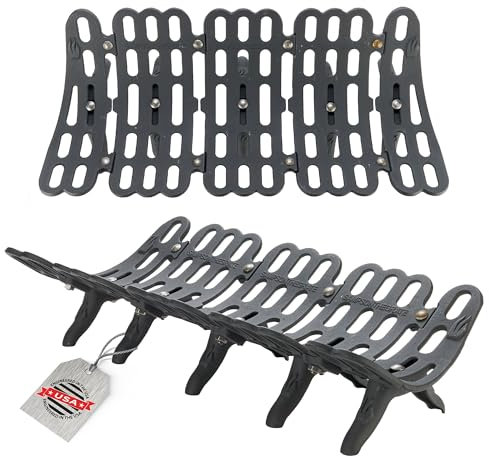 Flame Genie G500-36-BX 33 Self-Feeding Cast Iron Fireplace Grate with 2 ¾ Clearance, 33 W x 15 D X 7.5 H