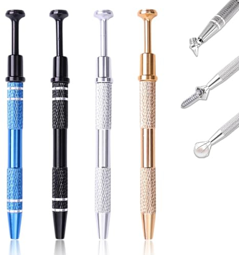 MAEXUS Piercing Zange Kugel (4 Stück) Schmuck Pinzette mit 4 Klauen,Schmuckpinzette,Schmuck Pick up Werkzeug,Piercing Ball Grabber,für Schmuck, Kleinteile, IC-Chips, 4 Farben