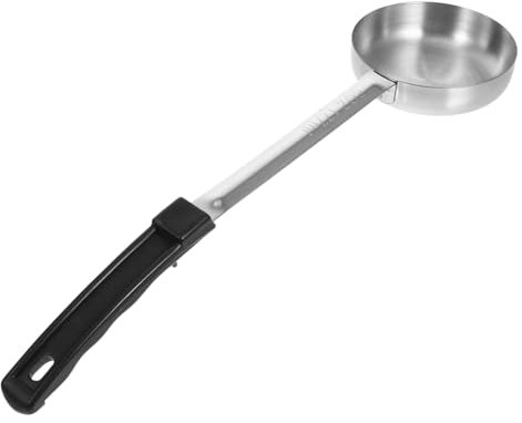 ROMISBABA Paletta Per Salsa in Acciaio Inox 6 Oz Manico Nero, Mestolo Piatto Per Controllo Porzioni, Palette Per Servire Ketchup e Condimenti, Adatto Per Cucina Casalinga e Ristorante