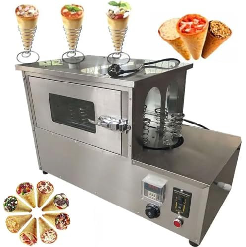 BDJSN Horno Eléctrico para Pizza De Cono, Máquina De Cocción con Calefacción para Rollos De Pizza De Acero Inoxidable De 2000 W con 3 Rejillas Giratorias, 12 Piezas/5 Minutos
