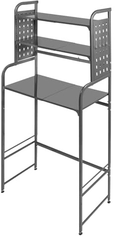 Kanbihao Estantería Para Lavadora De 3 Niveles, Armario De Pared Gris, 81 x 185 x 35 Cm, Cada Capa Soporta 185 Kg, Altura Y Anchura Ajustables Para Inodoro, Lavadora, Baño, Cocina
