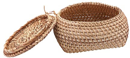 Cabilock Kleinigkeiten Organizer Korb Rattan Gewebt Lagerung Container 13cm Durchmesser Multifunktionale Desktop Lagerung