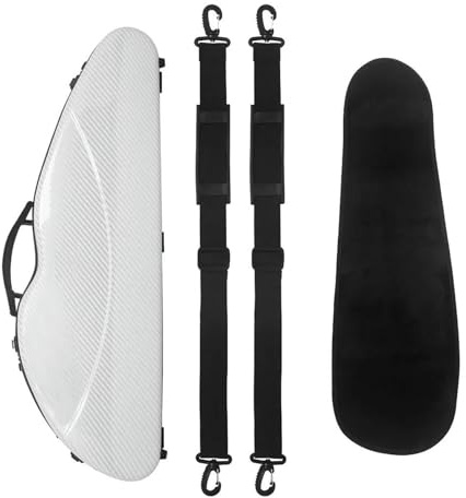4/4 Violine Fall Carbon Faser Violine Fall Verschleißfeste Kompression-beständig Doppel Schulter Gurt Hygrometer Professioneller Geigenkoffer(Grid White)