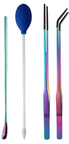 Lange Aquarium -Pinzetten, Terrarium -Aquarium -Werkzeuge, 4 Stücke Pinzetten mit Gummispitze, Professionelle Reptilien -Terrarium -Lieferungen mit ergonomischem Design