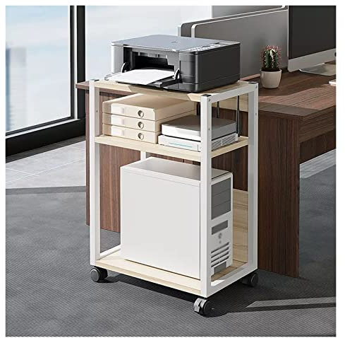 CJHFR472SG Druckerständer 3-stufiger Druckerständer, CPU-Tower-Ständer, Verstellbarer Druckerwagen, Maschinenwagen mit Rädern, rollendes Lagerregal for Büro und Zuhause Druckertisch