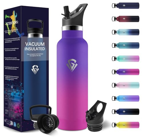 Thermosflasche, 500ML BPA-Frei, Trinkflasche Edelstahl, Auslaufsichere Isolierflasche Doppelwandig, Wasserflasche, Thermoskanne, mit Strohhalm, Trinkflasche Kohlensäure Geeignet