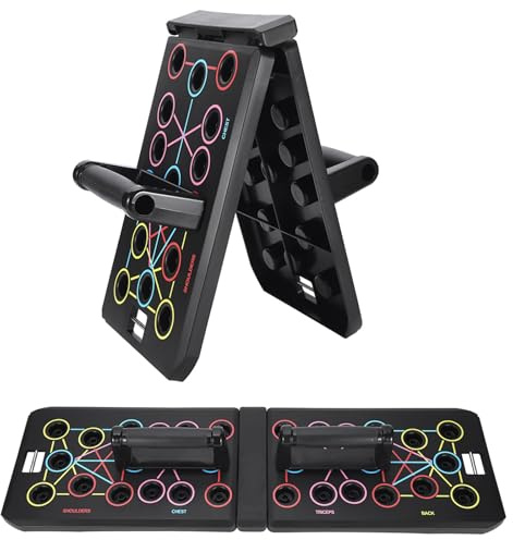 GLKEBY Tabla push-up, 15 en 1 plegable multifunción para entrenamiento en el hogar, equipo de fitness, marco de entrenamiento push-up portátil, tabla push-up ajustable, mango redondo