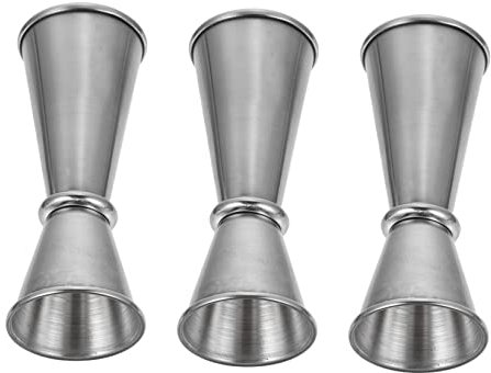 Alipis 2 Series Vaso Medidor De Acero Inoxidable Coctel Doble Jigger Medición De Medidores Jigger Con Medidas En El Interior Medición De Barman Jigger De Puntas Plata 3 Piezas*2