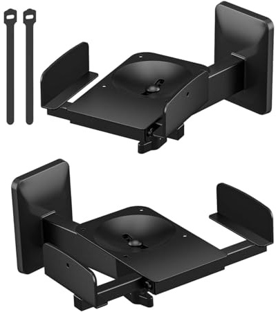 LeeQinersw 2x Bookshelf Speaker Wall Mount Brackets Speaker Rack Sturdy with Cable Ties Practical Easy to Install Double Side Clamping