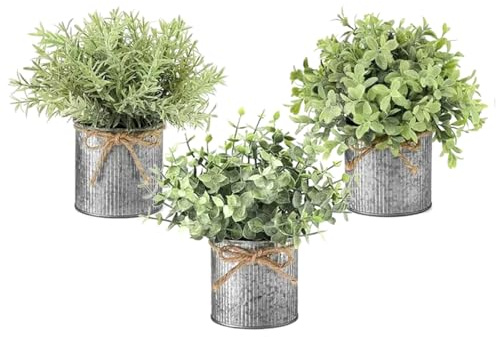 Chicware Lot de 3 Plantes Artificielles Intérieur - Plante Artificielle Décorative Realiste avec Pot - Fausse Plante pour Déco Maison, Bureau, Salon, Salle de Bain et Cuisine