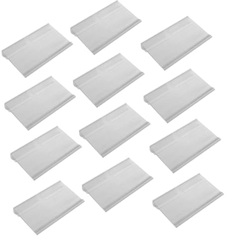 SHERCHPRY Porta Etichette in PVC Trasparente 60 Pezzi Ganci per Espositori Prezzi e Cartelli da Supermercato Clip Staccabili per Scaffali Supporto per Etichette e Porta Cartelli Retail
