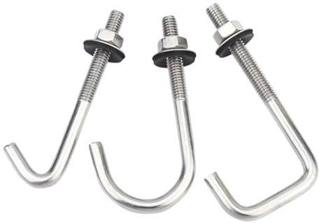 L-Haken, Schraubhaken for die Decke, 304 Edelstahl, M5/M6 Schrauben und Muttern mit Unterlegscheiben, silberfarben, 4er-Pack(Straight M6x60mm 5Sets)
