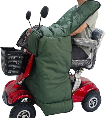 Four Wheeled Mobility Scooter Windproof Rain Cover，Leg Blanket Electric Scooter Shelter Universal for Winter Outdoor Riding Knee Protection(Green)