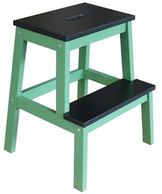 Taburete Plegable Taburete de Escalera de Madera Maciza for Interiores, Escalera de Escalada de Doble Capa, Alta y Baja, Banco for Cambiar Zapatos for Uso doméstico. Escalera(Green+Black)