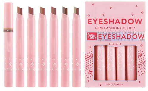 Juego de lápices de sombra de ojos de dos colores – Barras resaltadoras de maquillaje de ojos cremosas, kit cosmético de mezcla | Maquillaje abrillantador de de 6 piezas para uso diario