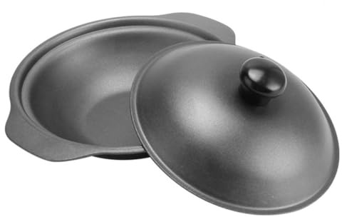 PAMINGONO Olla de Hierro Fundido con Tapa para Estofado de Pollo y Arroz, Cazuela Pequeña con Conservación de Calor y Almacenamiento de Energía