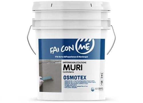 MEMBRAPOL OSMOTEX 25kg GRIGIO Malta Impermeabilizzante Osmotica Cementizia, Contro Umidità e Infiltrazioni per Muri, Cantine e Fondazioni, Traspirante