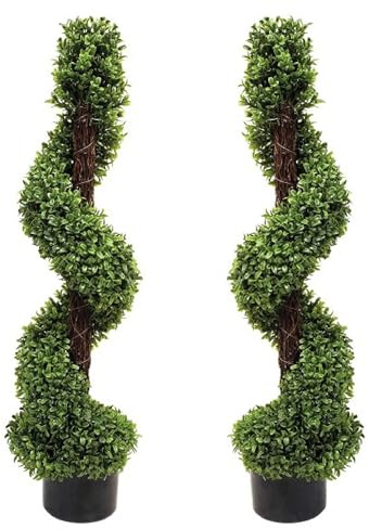 GreenBrokers Lot de 2 buis artificiels en Spirale topiaire (90 cm)