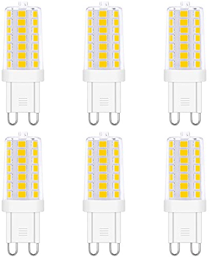 Makergroup Dimmable G9 LED Light Bulbs 120V, 35W T4 G9 Halogen Equivalent, Warm White 2700K 3000K for Crystal Chandeliers Lights, Accent,Pedant Lights,Wall Sconces,Ceiling Lights 6-Pack
