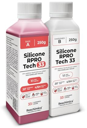 Reschimica Gomma siliconica per stampi 1:1 per Alte Temperature R PRO Tech 33, Resistente alle Alte Temperature,33 Shore, Crea Stampi Professionali Senza ritiro lineare (500 gr)