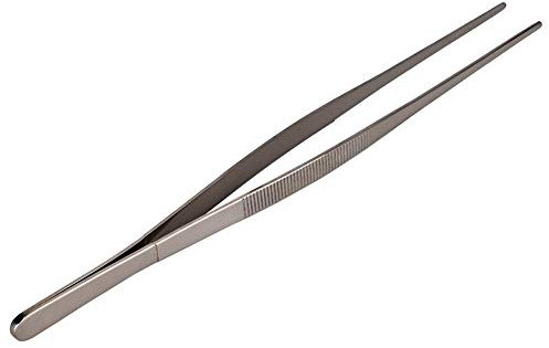 11,8 Zoll lange Pinzette, Küchenpinzette aus Edelstahl Lebensmittelclip mit gezackten Spitzen zum Kochen und Bartending Tool(Silber)