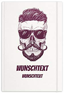 printplanet® - Notizbuch mit Name oder Text selbst gestalten - A5 Tagebuch personalisieren und bedrucken - Motiv: Hipster Skull