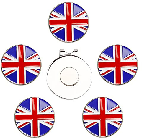 Eshan Golf Ball Markers Magnetic Hat Clips Set Golf Bag Accessories Gift for Men Women Golfer Fan (5 Ball Markers & 1 Hat Clip)