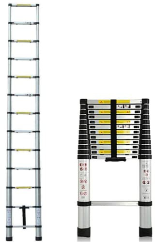 Telescopic Ladder 3.8M,12.5FT Aluminum Telescoping Ladder Folding Ladder Telescopic loft Ladder for DIY Decorating,Painting,Max Load 150kg/330lb