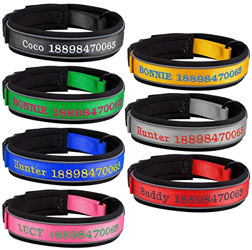 Bestickte Hundehalsband Reflektierende Halsband für mittelgroße,große Hunde Personalisierte Halsbander mit Namen Telefonnummer Bestickt