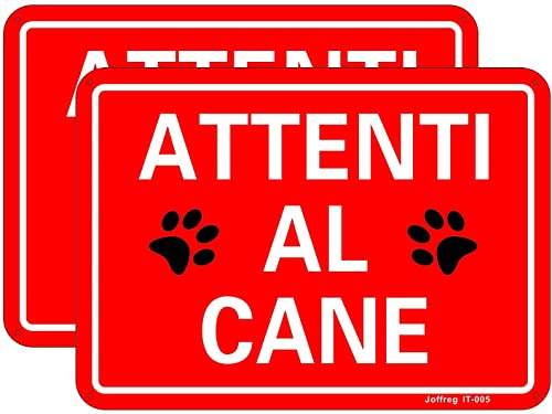 NEW CARTELLI SEGNALETICI - 2 PZ ATTENTI AL CANE rosso - Adesivo Extra Resistente, Pannello in Forex, Pannello In Alluminio (PANNELLI IN ALLUMINIO 20X31 CM)