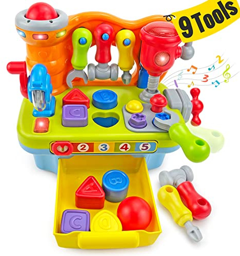 SunnyPal Toys for 1 Year Old Boy Birthday Gift, 9 in 1 Multifunction Music Workbench Learning Toy for Toddlers 1-3, Baby Toys 12-18 Months with Early Educational Sound Shape, Easter Basket Stuffers
