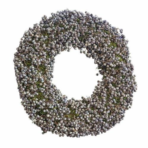 Loberon Kranz Elly, blau/grün | Edler Naturmix, Haltbar Veredelt, Tür- oder Tischschmuck, Dekoration, Türkranz, Styropor, Moos, Azalee-Samen