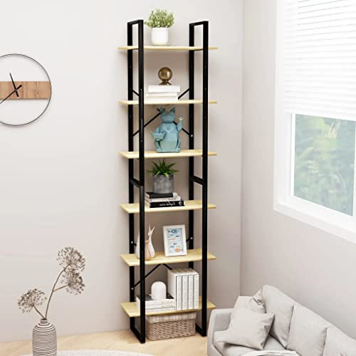WIFESE 60x30x210 cm 2 Stück Lagerregal Regal Wandregal Bücherregal Pflanzenständer Holzregal Standregal Bookshelf Aufbewahrungsregal Shelf für Wohnzimmer Küche Sonoma Eiche Massivholz Kiefer
