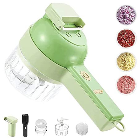Samnuerly Handheld Vegetable Cutter Set - 4 in 1 Electric Food Grinder, Portable Meat Mincer Grinder Garlic Grinder Electric Food Small Slicer, Mini Wireless Food Processor