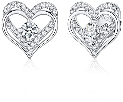 Jrêveinfini Corazón Pendientes Niña Plata Pequeños, Antialergicos Hipoalergenicos Original Regalo Cumpleaños