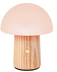 Gingko Alice RGB Pilzlampe mit 7 wechselnden Farben, langlebiger Akku, USB-C-Aufladung, 3 Beleuchtungsmodi, FSC-zertifiziertes Holz mit Milchglas, Touch-Steuerung (Mini, weiße Esche)