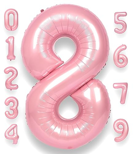 RainbowQ Party Luftballon 8 Geburtstag Zahl Rosa Zahlen Luftballons | Groß Helium Ballons Folienballon XXL 101cm Ballon für Gedenktag Jahrestag Abschluss Jubiläum Dekoration