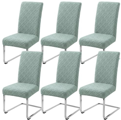 LANSHENG Stuhlhussen 6er Set, Stretch Stuhlbezug Schwingstühle, Salbei Grün | Stretch Stuhlhussen Schwingstühle, Universal Hussen für Stühle, Küchen, Restaurants und Hotels