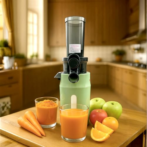 Zuminstant Compacto - Exprimidor eléctrico de zumo (Slow Juicer): Prensado en Frío, Rico en Nutrientes, Licuadora sin espuma, Ahorro de Espacio, Elegante y Versátil - Para Frutas y Verduras Frescas