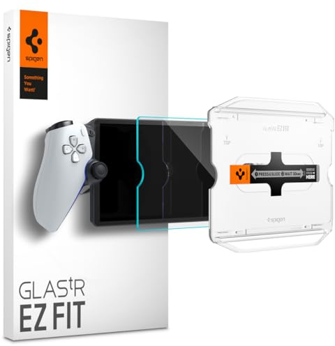 Spigen EZ Fit Screen Protector for PlayStation Portal Remote Player | 1 Pack, 9H Hardness Tempered Glass, Easy Installation Kit, Case-Friendly, Crystal Clear, Touch Responsive, Oleophobic Coating