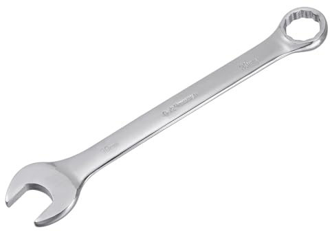sourcing map Llave combinada métrica de 30 mm, 12 puntos, extremo abierto, acabado cromado, Cr-V