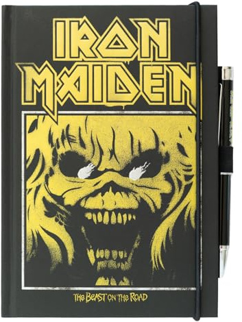 Grupo Erik Iron Maiden Notizbuch A5 Journal Tagebuch Merch Geschenke | Tagebuch mit Stift Dotted Bullet Journal Ringbuch Mädchen und Jungen Einschulung - Notizblock A5 14,8 × 21,0 cm