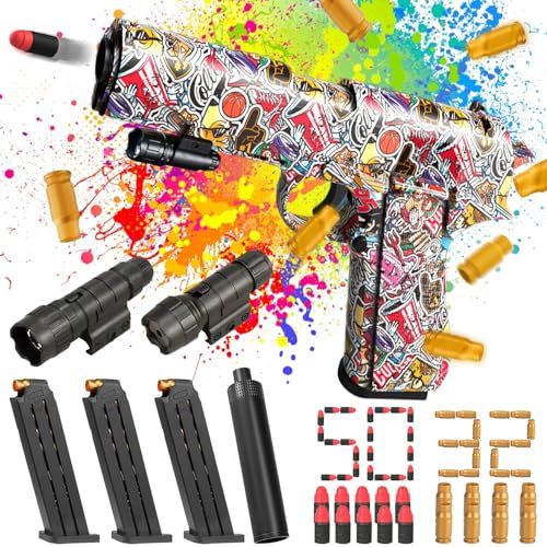 Airsoft Pistole,Schaumstoff Munition,Pistole mit Schaumstoff Munition,Pistole Wüstenadler Mit Platzpatronen,Geschoss und Zielscheibe für Nerf