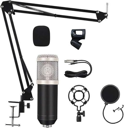 ELzEy Set di microfoni a condensatore da studio con armatura di sospensione for cantare negli studi di gioco