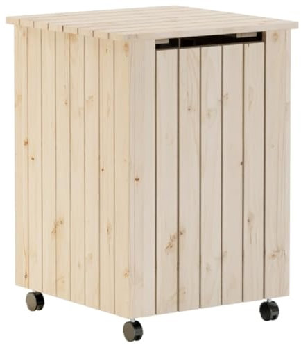 vidaXL Cesta Ropa Sucia con Ruedas Rana Madera Maciza Pino 45x45x64 cm