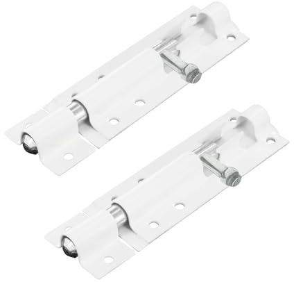 Primes DIY Robuster Türriegel, weiß, 10,2 cm, starker weiß beschichteter Türriegel, langlebiger Schieberiegel für mehr Sicherheit an Garten-, Tard-Toren und Schuppentüren, 2 Stück