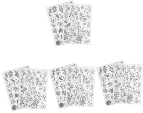 Sewroro 8blätter Wasserlösliche Stickvlies-Muster Stickvorlagen Für Blumenmuster Abwaschbare Stabilisierung Für Stickerei Für Bekleidungsreparatur Und Kreative Projekte