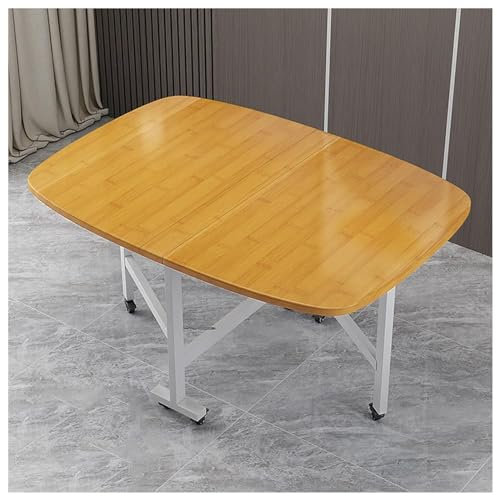 Klappbarer Küchentisch aus Holz mit Universalrad, multifunktionaler platzsparender Tisch und Stühle für Restaurant, Wohnzimmer, Terrasse, Deck, 120 x 70 cm